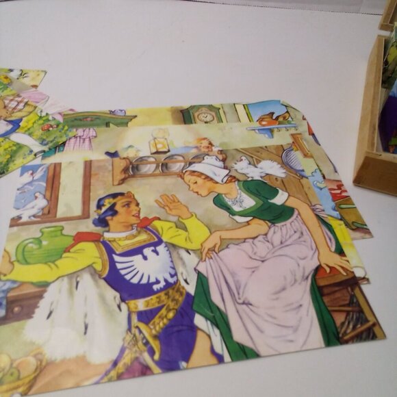 Vintage Brandie Wood Block Puzzle Nursery Rhymes Box - Picture 9 of 13